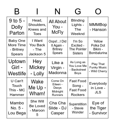 Rock n Roll BINGO! Bingo Card