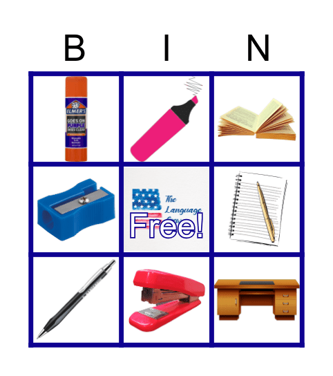 TLC Classroom Objects Bingo Card