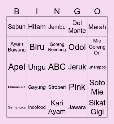 Abby Bingo Card