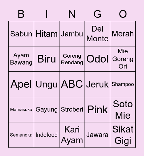 Abby Bingo Card