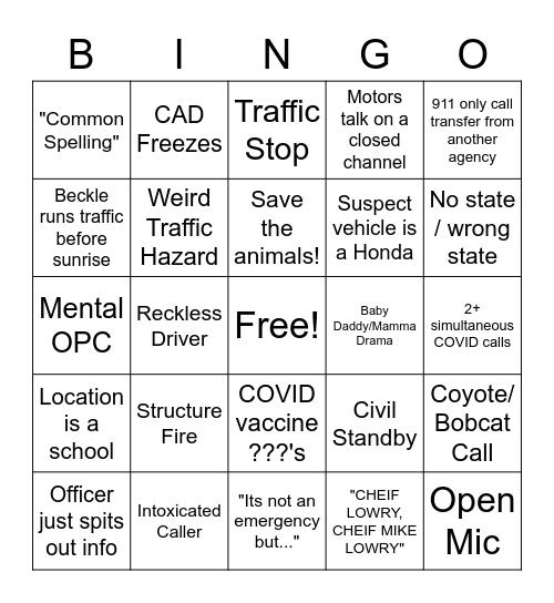 'SPATCH Bingo! Bingo Card