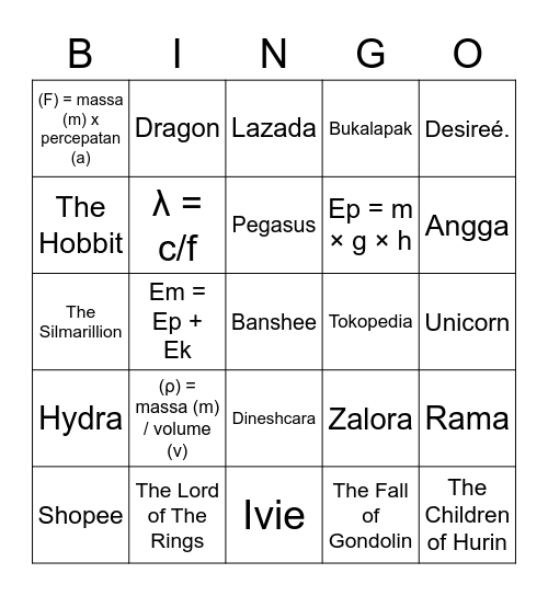 Diamanda. Bingo Card