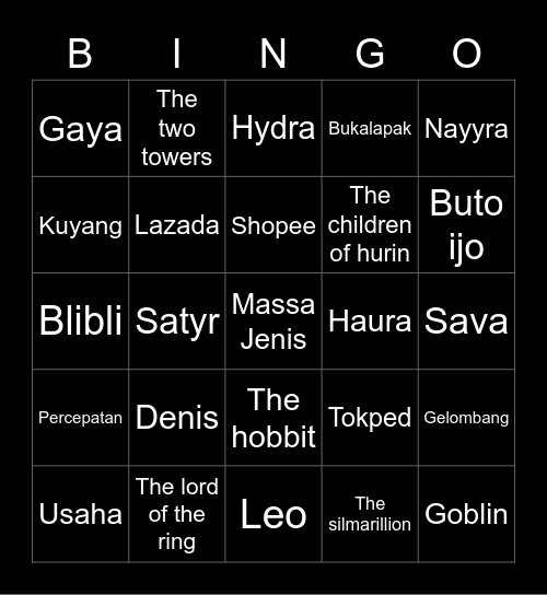 Bingonya Abi Bingo Card