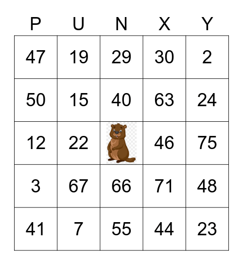 Groundhog Day Bingo Card