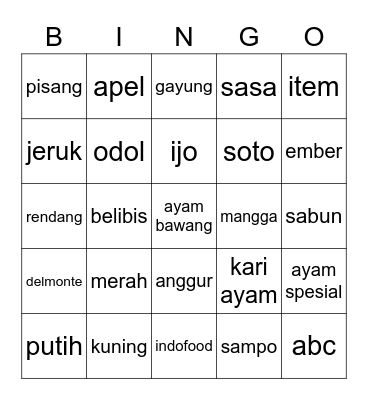 PUNYA RENDRA Bingo Card