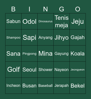 MG @mim9yu Bingo Card