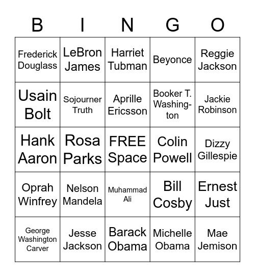 Celebrate Black History!!! Bingo Card