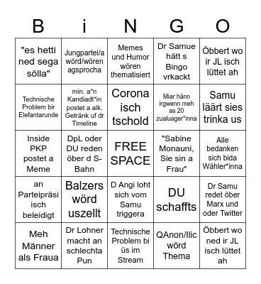 WAHLSUNNTIG Bingo Card