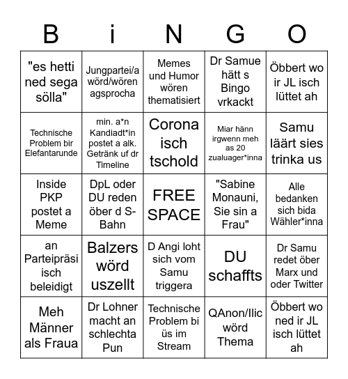 WAHLSUNNTIG Bingo Card