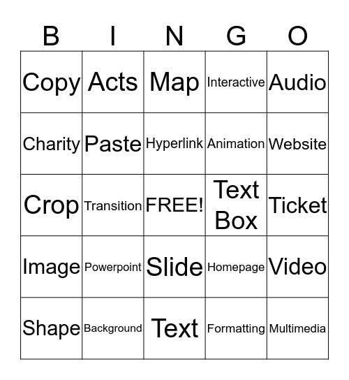 Multimedia Product Bingo Card