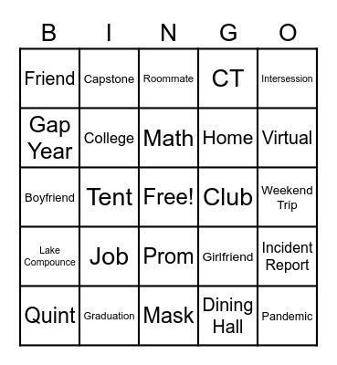 Franklin Academy Alumni Reunion Feb 2 Bingo Card