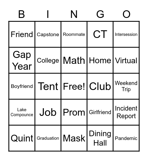 Franklin Academy Alumni Reunion Feb 2 Bingo Card