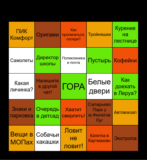 Бинго Саларьево Парк Bingo Card