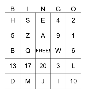 Fun Day Friday Bingo Card