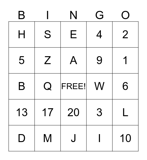 Fun Day Friday Bingo Card