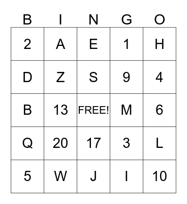 Fun Day Friday Bingo Card