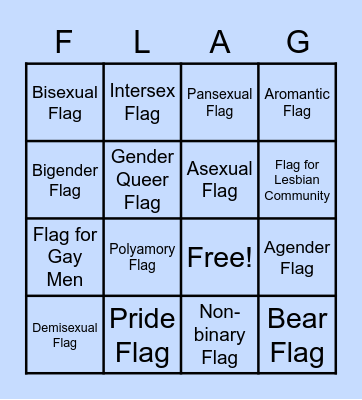 LGBT Flag Bingo Card