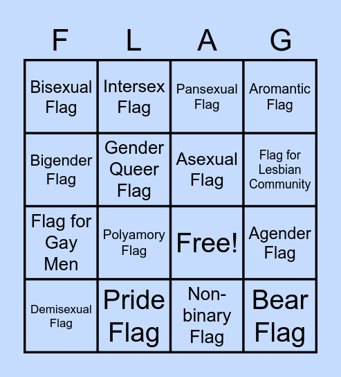 LGBT Flag Bingo Card