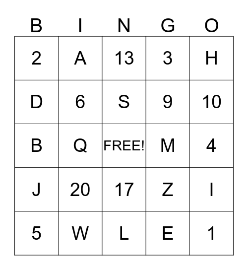 Fun Day Friday Bingo Card