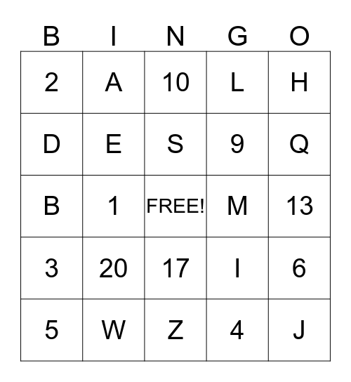 Fun Day Friday Bingo Card