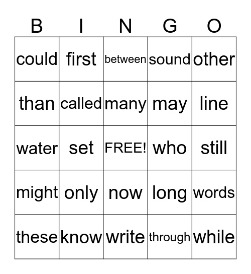 Sammie & Courtney's Sight Words Bingo Card