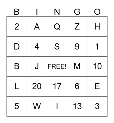 Fun Day Friday Bingo Card