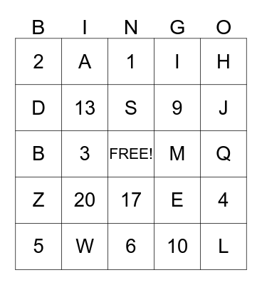 Fun Day Friday Bingo Card