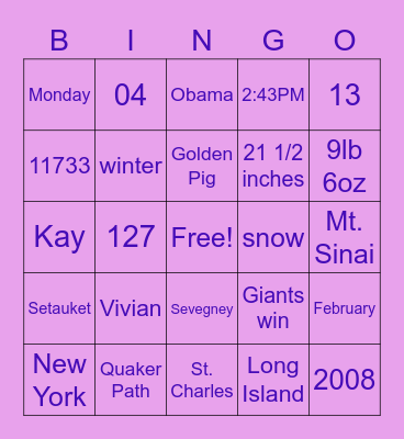 Birthday Bingo Card