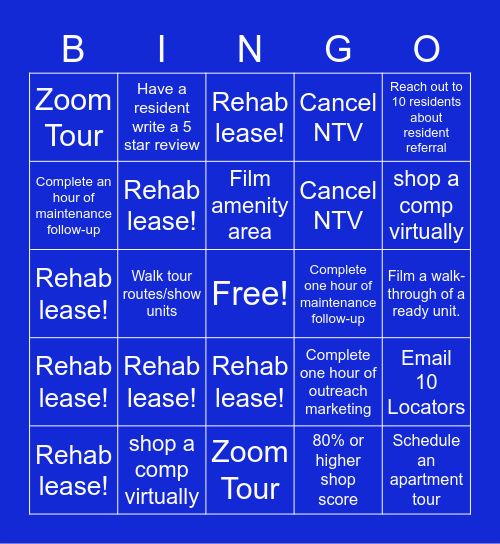 LEASING CONTEST Bingo Card
