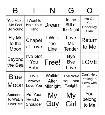 GREAT SONGS Bingo Card