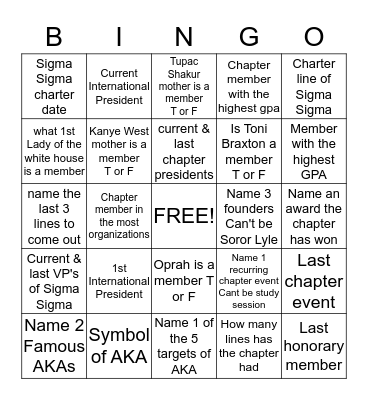 Founders' Day Bingo Card