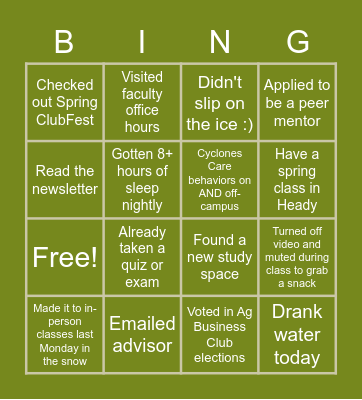 Wednesday Lunch Break Bingo Card