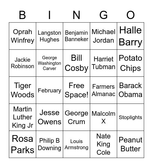 Black History Month Bingo Card