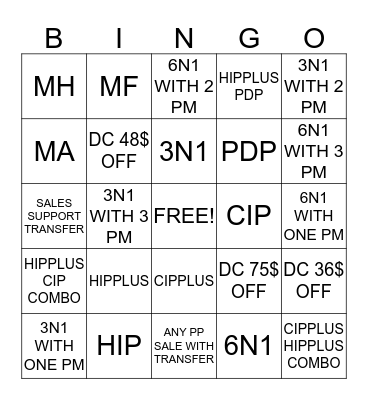 ENERCARE Bingo Card