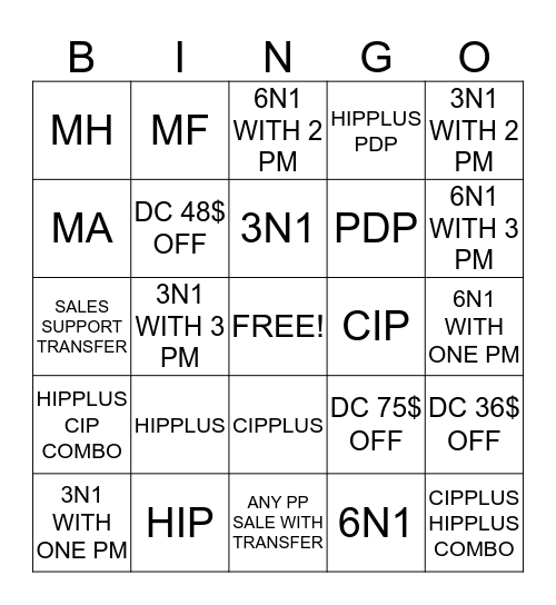 ENERCARE Bingo Card
