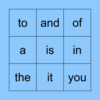 Sight Words! Bingo Card