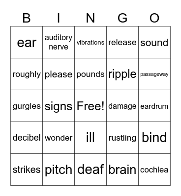 Sound Unit, Grade 2 Bingo Card