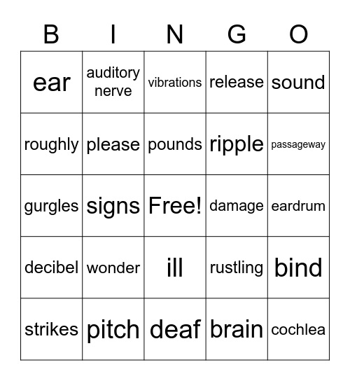 Sound Unit, Grade 2 Bingo Card