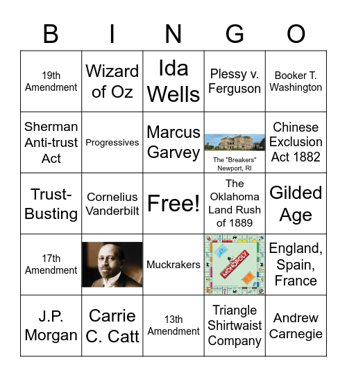 Gilded Age & Progressive Era Review Bingo Card