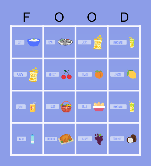 DELICIOUS FOOD Bingo Card