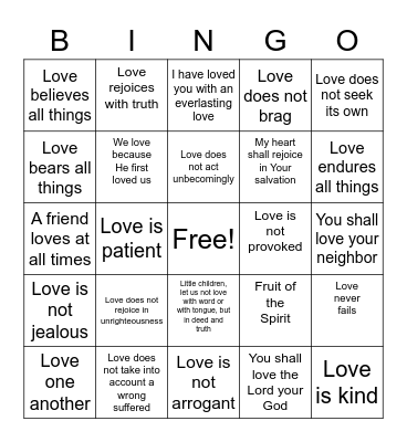 Valentine's Day Bingo Card