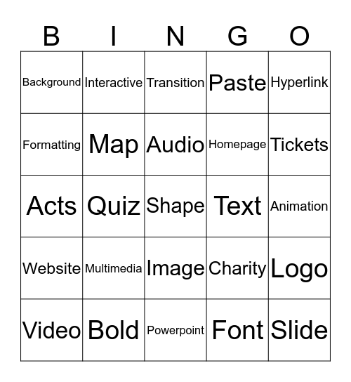 Multimedia Product Bingo Card
