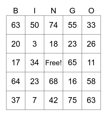 Senior Center Phone Bingo Card