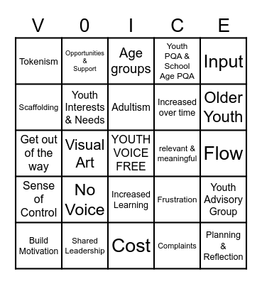 YOUTH VOICE Bingo Card