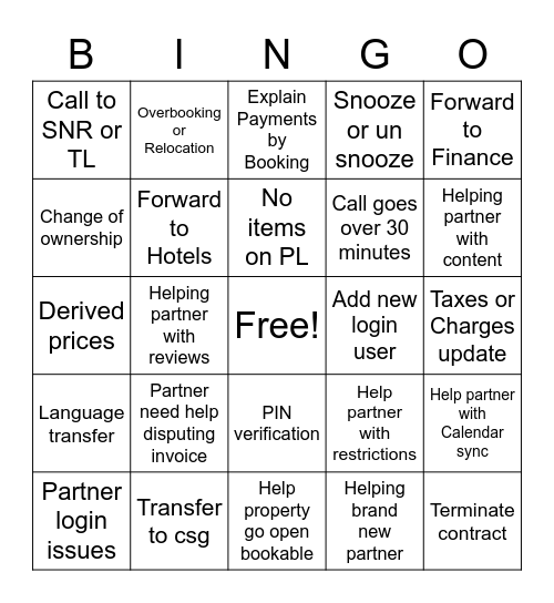 BOOKING Bingo Card