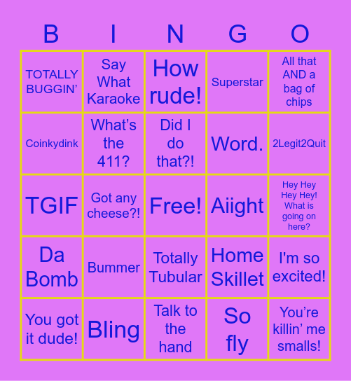 Totally 90s BINGO Card