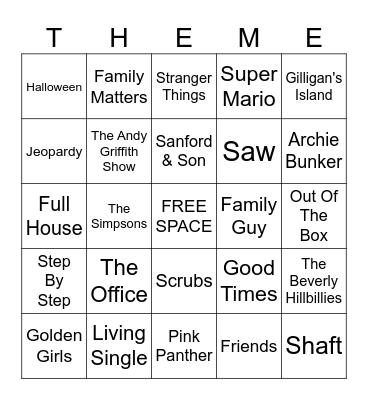 Theme Songs Bingo Card
