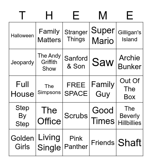 Theme Songs Bingo Card