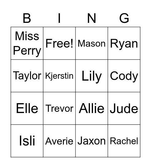 How Well Do You Know Your Classmates? Bingo Card