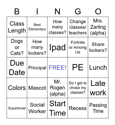 FMS BINGO Card